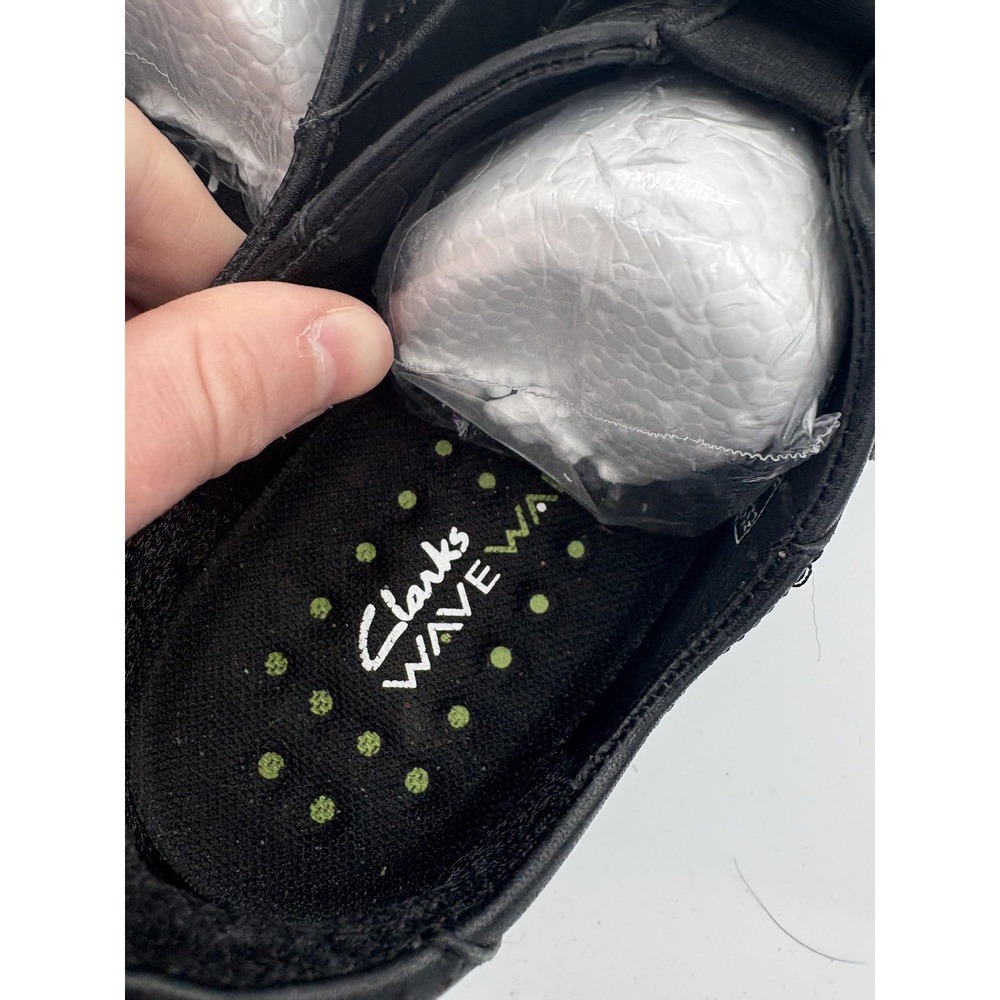Clarks Shoes Womens Size 5.5 Black Leather Wave Walk Mary Jane Flats Comfort - Picture 5 of 6